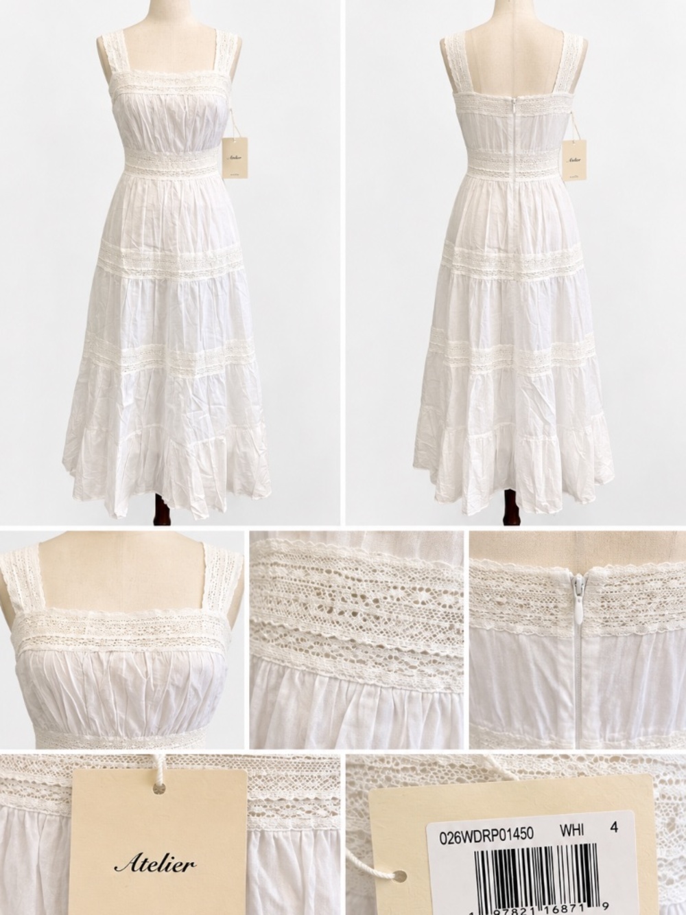 NWT Sorella Delphine White Cotton Lace Maxi Dress Size 4